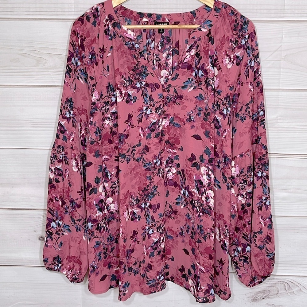 Torrid Mauve Floral Blouse